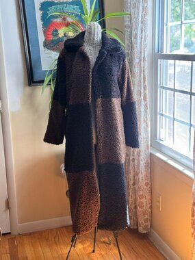Glamorous Black Brown Patchwork Longline Coat